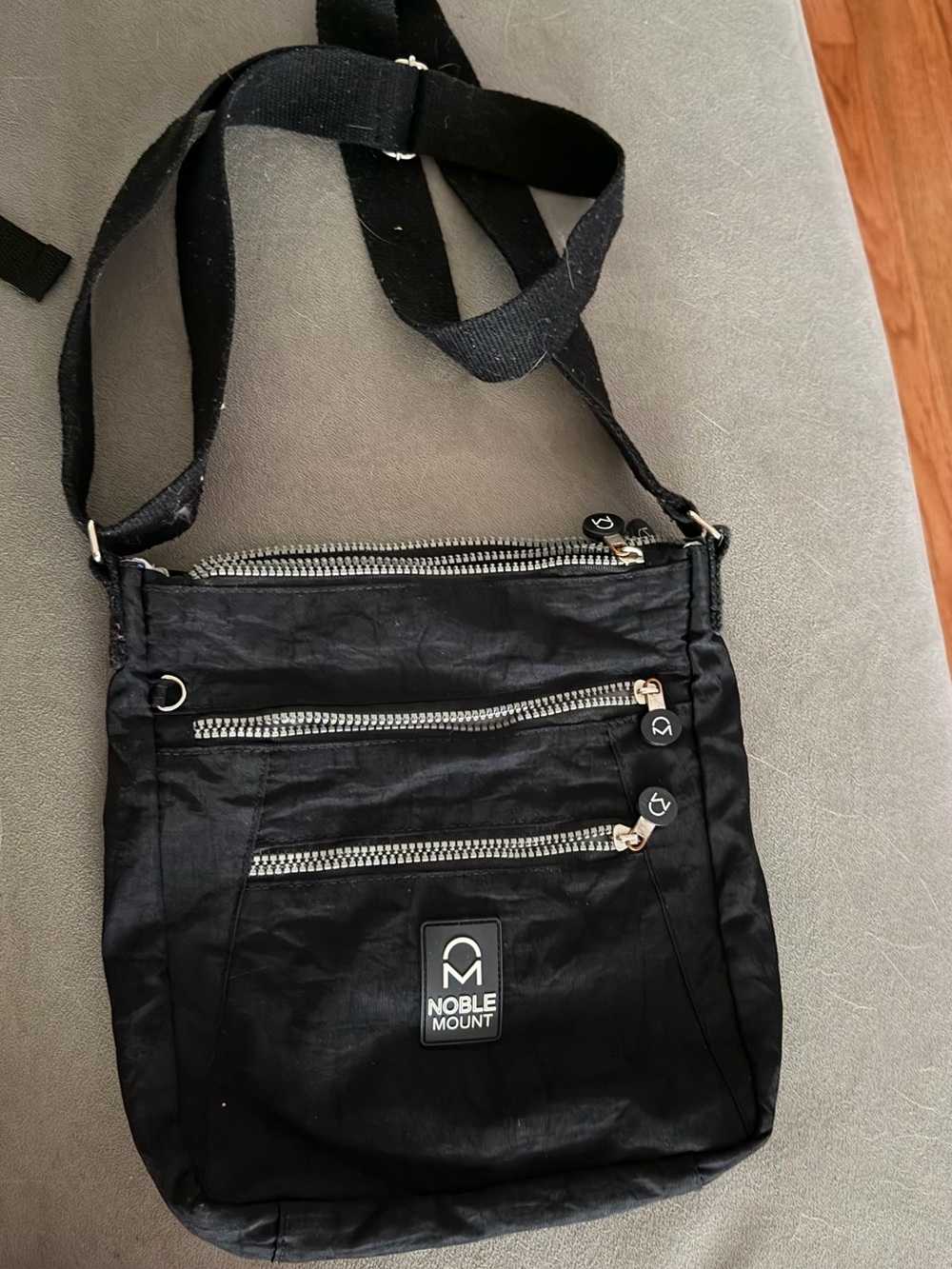 Noble Mount Black Crossbody Bag with Multiple Zippers